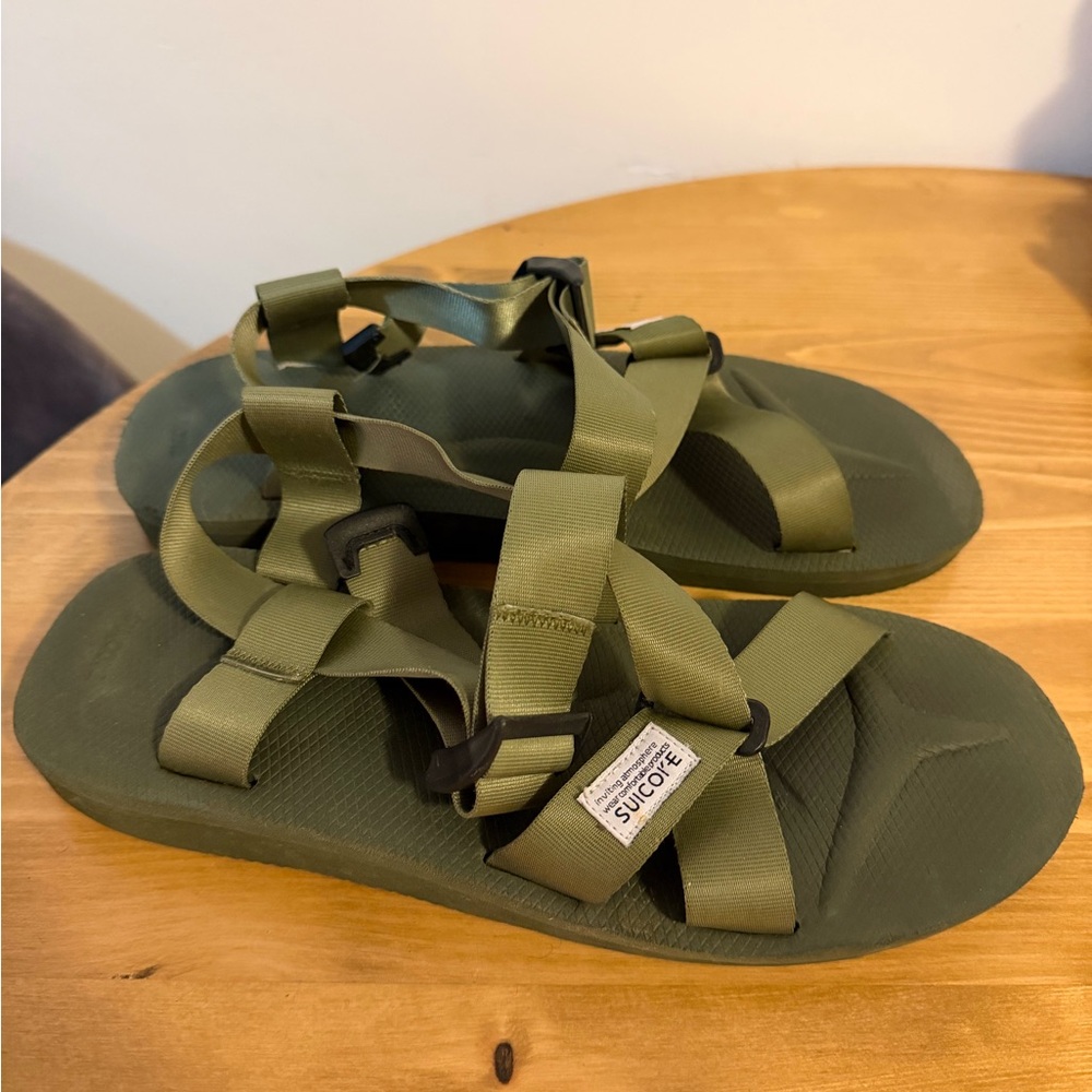 Suicoke Olive Green Strappy Sandals